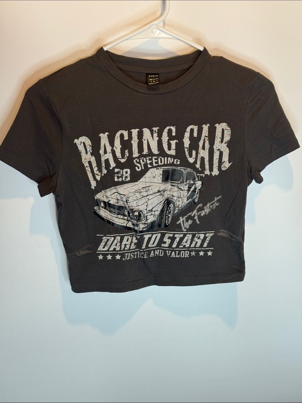 SHEIN Women's crop top tee Racing Car Size: S